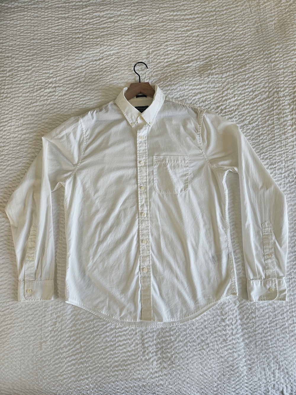 Abercrombie Men's Muscle Fit Button Down White Wedding Classy Suit Office Dress
